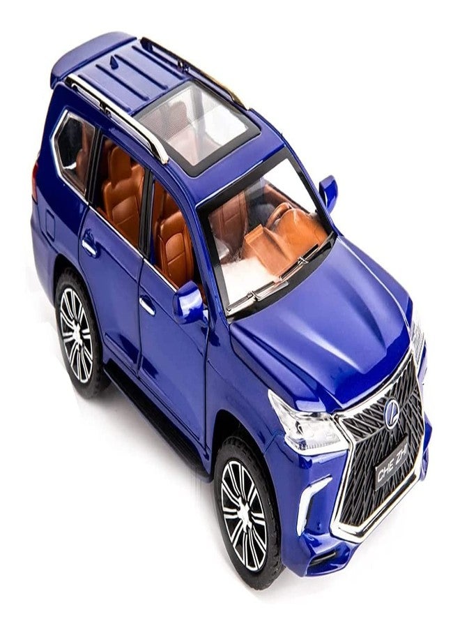PEZYOX Exclusive Alloy Metal Pull Back Die-cast Car Model with Sound Light Mini Auto Toy for Kids Metal Model Toy Car with Sound and Light (1.24 Scale Lexus LS570-BLUE) - Image 1